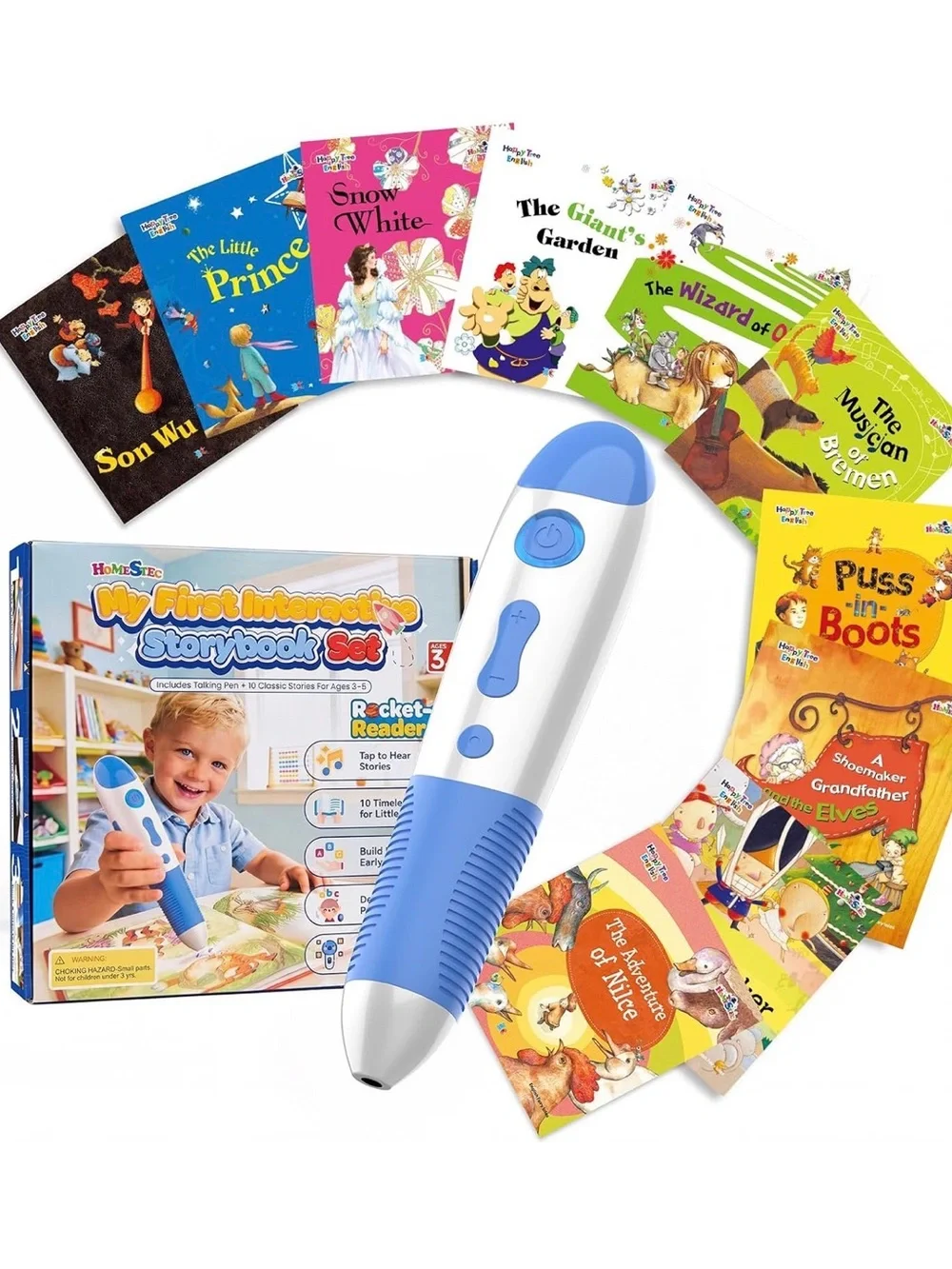 Interactive Audio Story Pen for Kids Ages 3–5 10 Storybooks